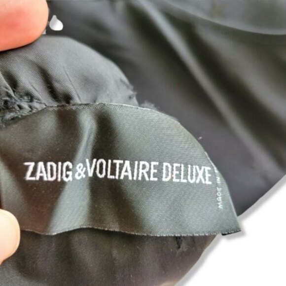 Zadig & Voltaire Black Satin Root Star Asymmetrical knee length dress XS Gothic - Picture 4 of 11